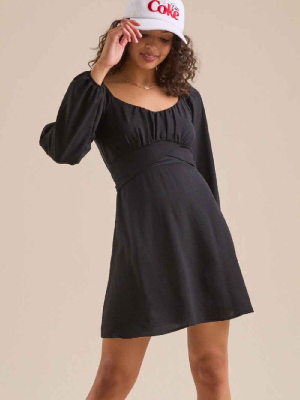 Altar’d State Lola Crossover Mini Dress Long Sleeve Sz S Black LBD Feminine
